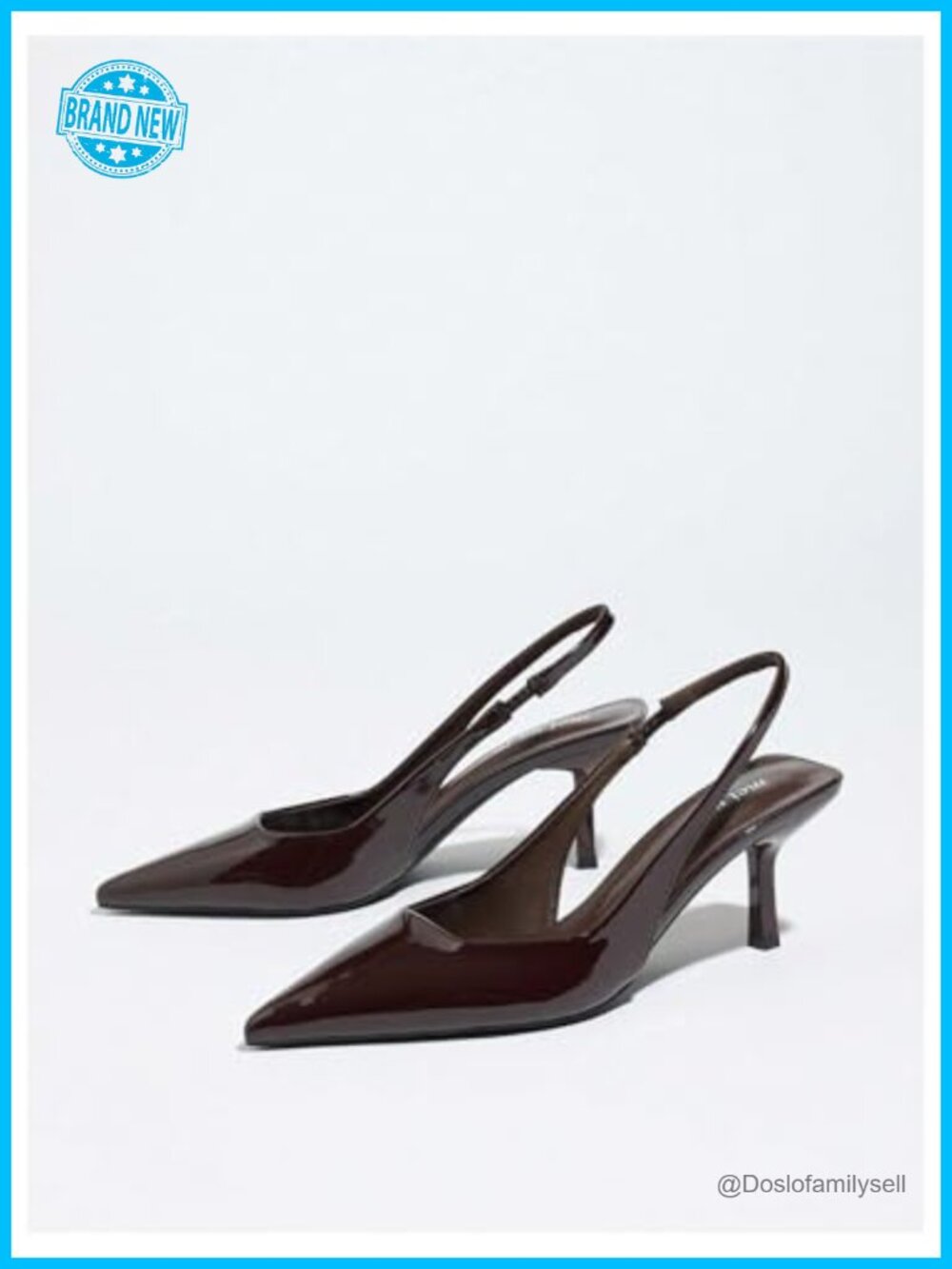 PU Leather Slingback Kitten Heels Pointed Toe Pull-On Pumps - Picture 5 of 5